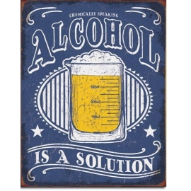 Posters Plechová cedule Alcohol - Solution, (12,5 x 16 cm)