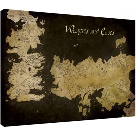 Posters Obraz na plátně Hra o Trůny (Game of Thrones) - Westeros and Essos Antique Map, (80 x...