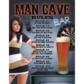 Posters Plechová cedule MAN CAVE - Rules, (31,5 x 40 cm)