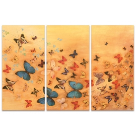 Posters Obraz na plátně Lily Greenwood - Butterflies on Warm Ochre, (100 x 150 cm)