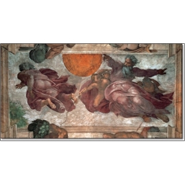 Posters Reprodukce Michelangelo Buonarroti - Tvorba slunce, měsíce a vegetace , (100 x 50 cm)