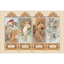 Posters Plakát, Obraz - Alfons Mucha - čtvero ročních období, (91,5 x 61 cm)