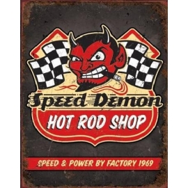 Posters Plechová cedule SPEED DEMON HOT ROD SHOP, (30 x 41 cm)