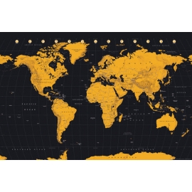 Posters Plakát, Obraz - Mapa světa - Gold World Map, (91,5 x 61 cm)