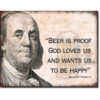 Posters Plechová cedule Ben Franklin - Beer, (12,5 x 16 cm)