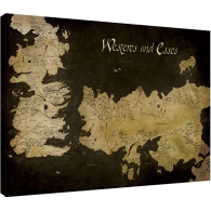 Posters Obraz na plátně Hra o Trůny (Game of Thrones) - Westeros and Essos Antique Map, (80 x...