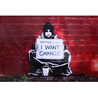 Posters Plakát, Obraz - Banksy street art - Graffiti Meek - Keep Your Coins I Want Change, (59...