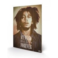 Posters Dřevěný obraz Bob Marley - Music Forever, (40 x 59 cm)