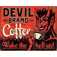 Posters Plechová cedule Devil Brand Coffee, (40 x 31,5 cm)