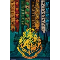 Posters Plakát, Obraz - Harry Potter - House Flags, (61 x 91,5 cm)