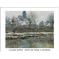 Posters Reprodukce Claude Monet - Kostel ve Vétheuil pod sněhem, 1878 , (70 x 50 cm)