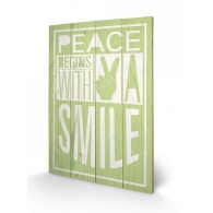 Posters Obraz na dřevě - Sarah Winter - Peace Begins With A Smile, (40 x 59 cm)