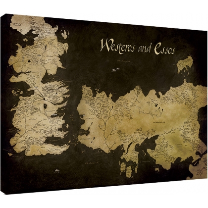 Posters Obraz na plátně Hra o Trůny (Game of Thrones) - Westeros and Essos Antique Map, (80 x...