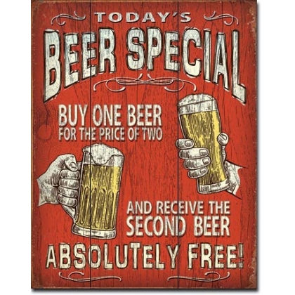 Posters Plechová cedule Todays Beer Special, (12,5 x 16 cm)