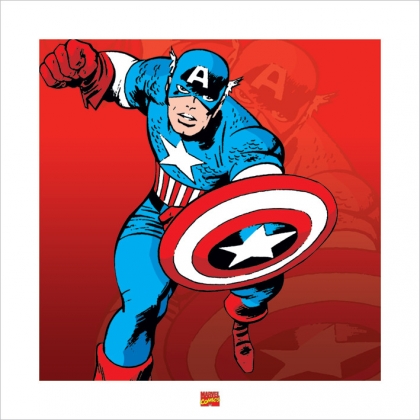 Posters Obraz, Reprodukce - Captain America - Marvel Comics, (40 x 40 cm)