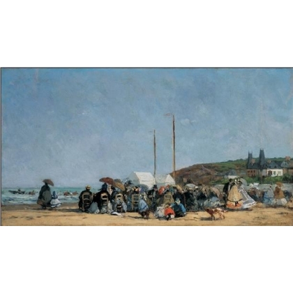 Posters Reprodukce Boudin - Pláž v Trouville , (100 x 50 cm)