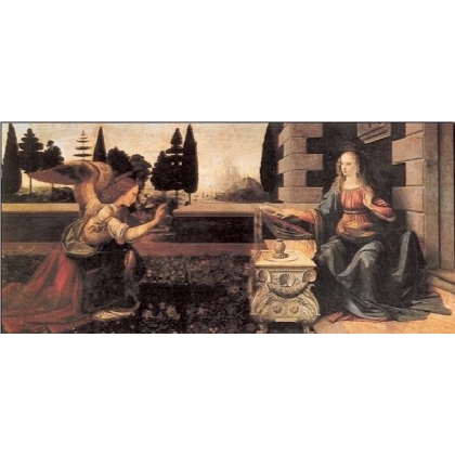 Posters Obraz, Reprodukce - Zvěstování Panny Marie, Leonardo Da Vinci, (100 x 50 cm)