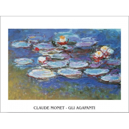 Posters Reprodukce Claude Monet - Lekníny pod Kalokvěty , (30 x 24 cm)