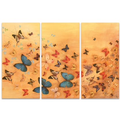 Posters Obraz na plátně Lily Greenwood - Butterflies on Warm Ochre, (100 x 150 cm)