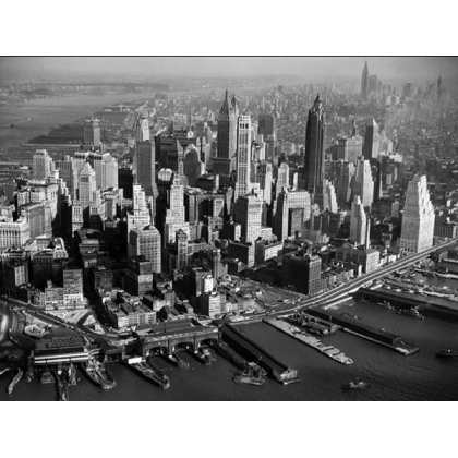 Posters Reprodukce CHARLES ROTKIN - New York - Letecký pohled na downtown Manhattan, 1957 ,...