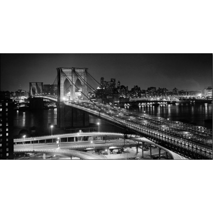 Posters Reprodukce PHILIP GENDREAU - New York - Brooklyn bridge v noci , (100 x 50 cm)