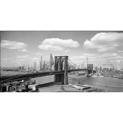 Posters Reprodukce Gendreau - Brooklyn Bridge & City Skyline 1938 , (100 x 50 cm)