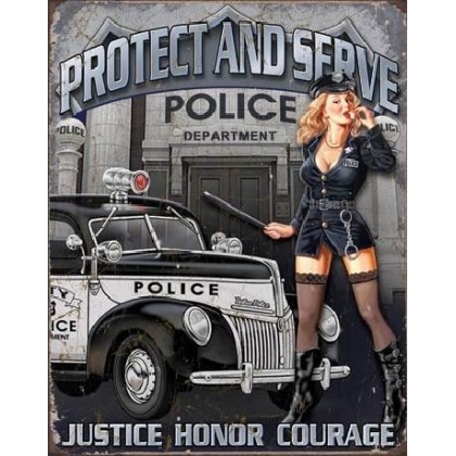 Posters Plechová cedule POLICE DEPT - protect & serve, (32 x 41 cm)