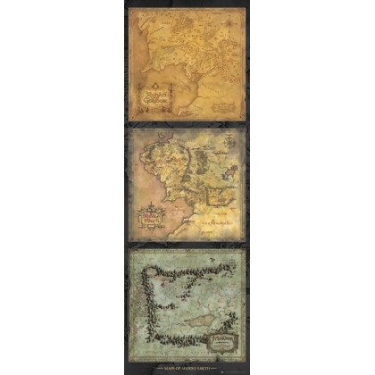 Posters Plakát, Obraz - Pán Prstenů - mapa Středozemě, (53 x 158 cm)