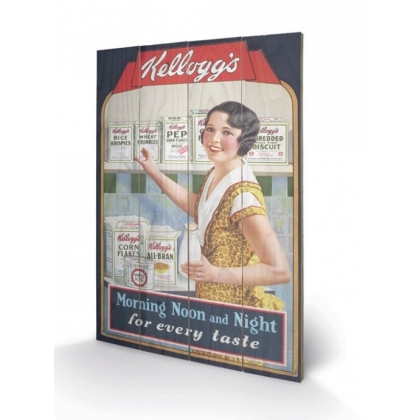 Posters Obraz na dřevě - VINTAGE KELLOGGS – morning,noon&night, (40 x 59 cm)