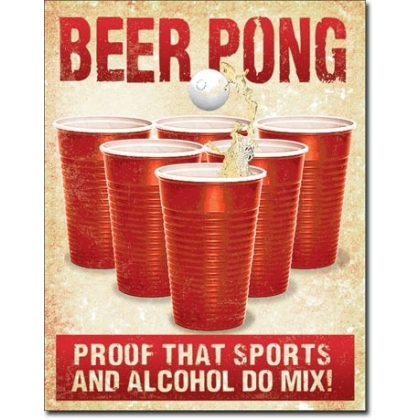 Posters Plechová cedule Beer Pong, (30 x 42 cm)