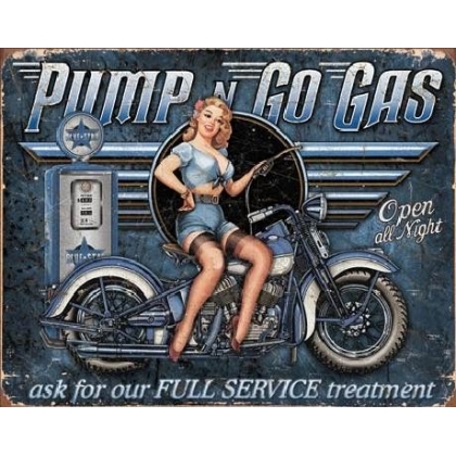 Posters Plechová cedule PUMP N GO GAS, (41 x 32 cm)