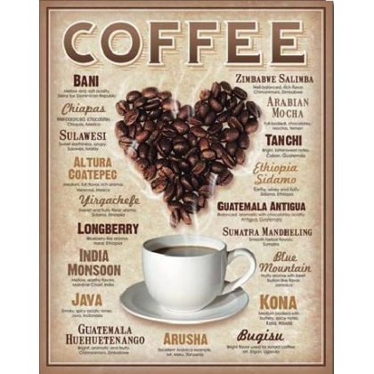 Posters Plechová cedule COFFEE - Heart, (31,5 x 40 cm)