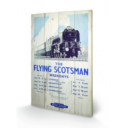 Posters Obraz na dřevě - Lokomotiva - The Flying Scotsman 2, (40 x 59 cm)