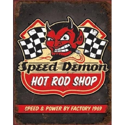 Posters Plechová cedule SPEED DEMON HOT ROD SHOP, (30 x 41 cm)