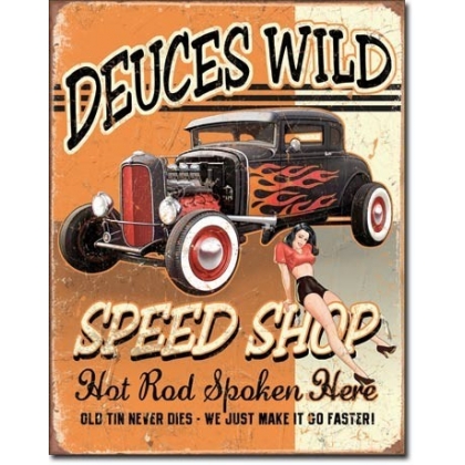 Posters Plechová cedule DEUCES WILD SPEED SHOP, (32 x 41 cm)