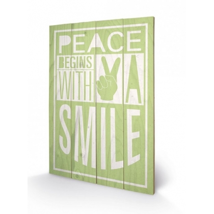 Posters Obraz na dřevě - Sarah Winter - Peace Begins With A Smile, (40 x 59 cm)